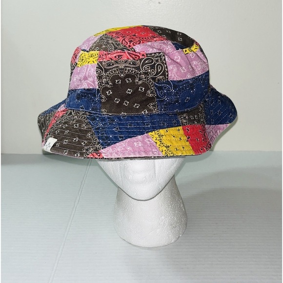 Accessories - Multicolor Bandana Patch Bucket Hat Women's OS Whimsycore Y2K Midwest Emo